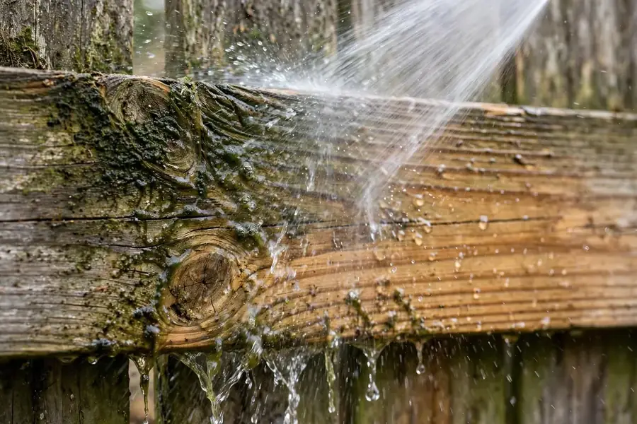 Soft washing green algae off a wood fence in Jacksonville, FL